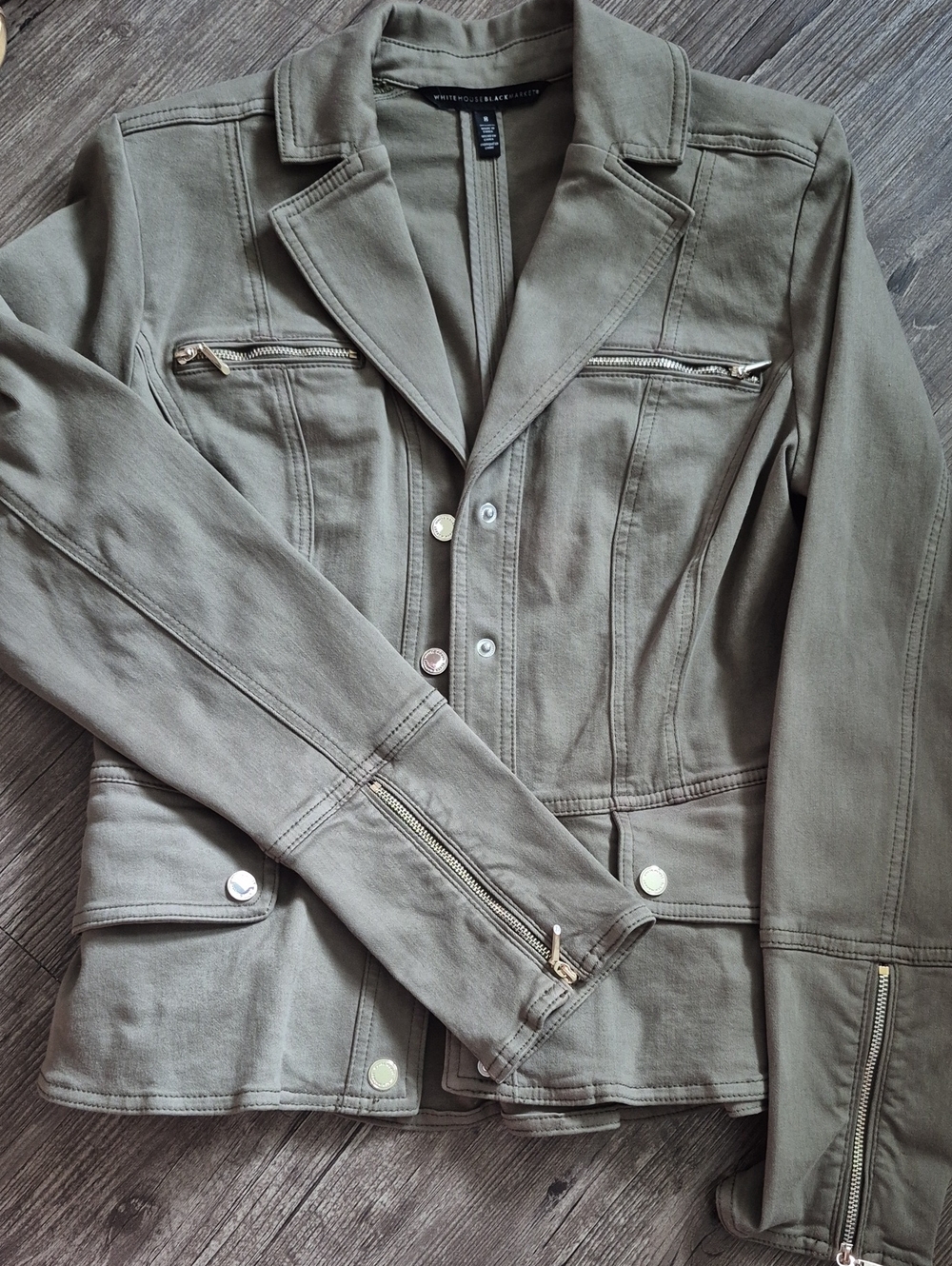 White House Black Market Olive Green Military Field Jacket